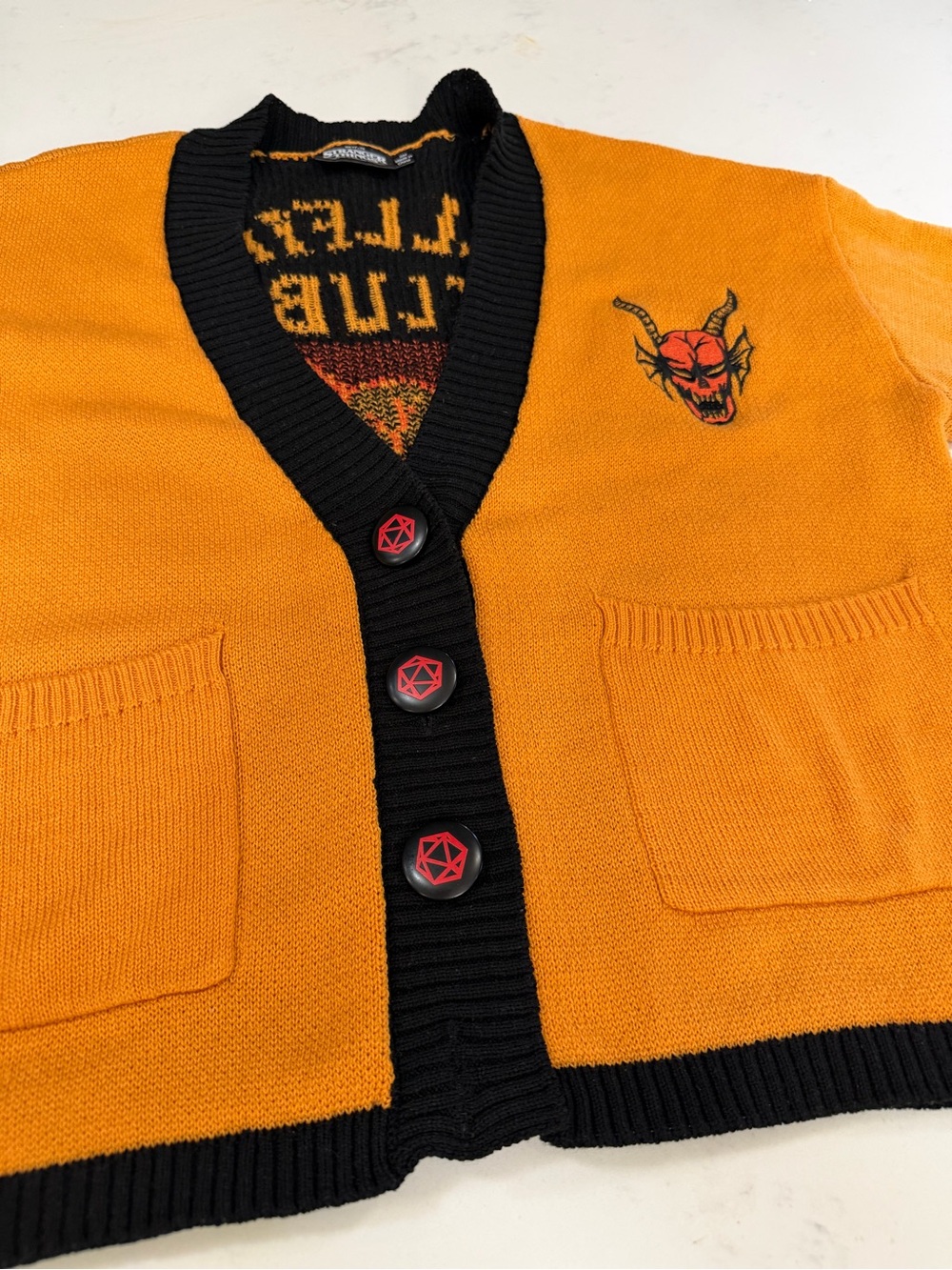 HELLFIRE CLUB CARDIGAN Yellow Black Unisex Netflix Stranger Things - Picture 8 of 16